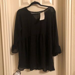 Stevie Hender black sheer top XL NWT